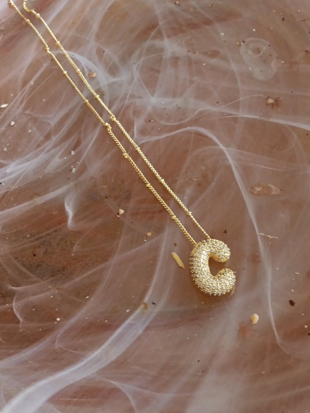 Gold Pavé Letter C‎ Pendant Necklace - Elegant Women's Jewelry